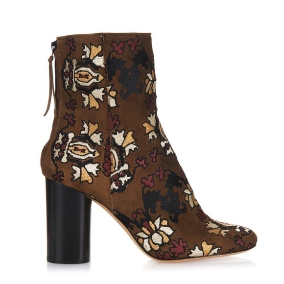 Isabel Marant Embroidered Suede Ankle Boots - Picture 1 of 12